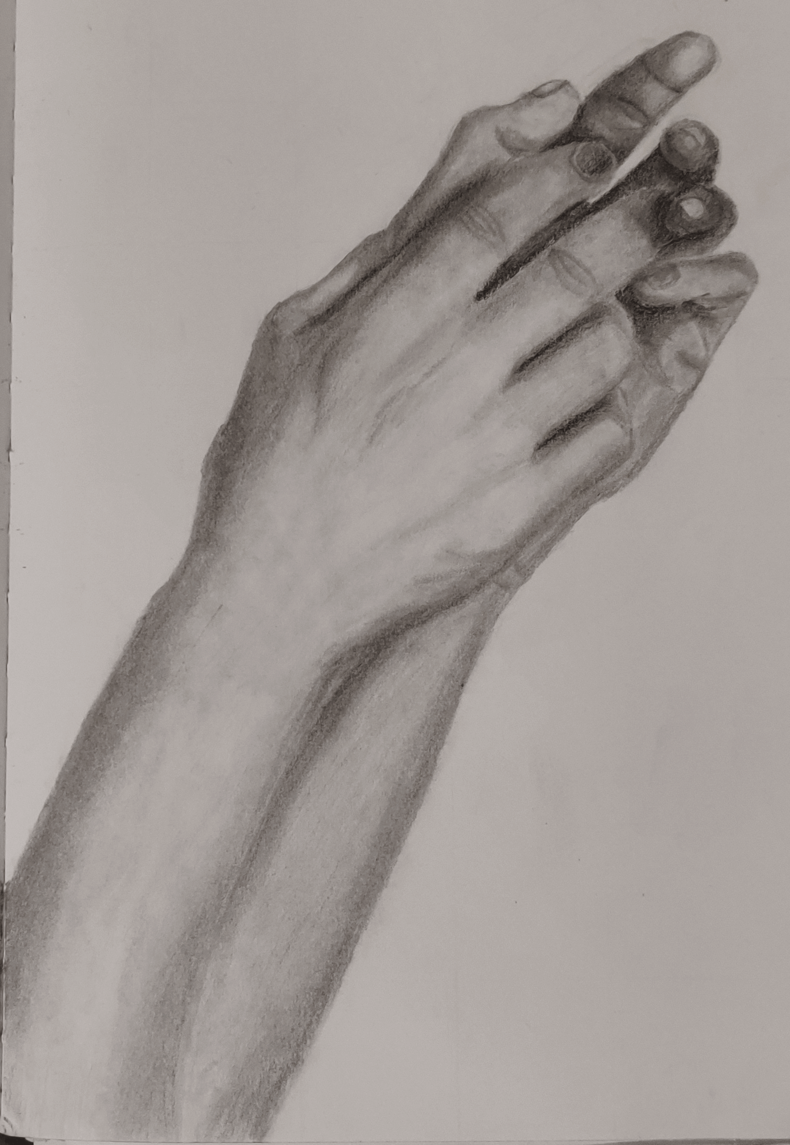 A value drawing of my hands together.