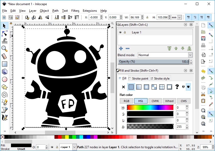 inkscape seperate vector from traced image