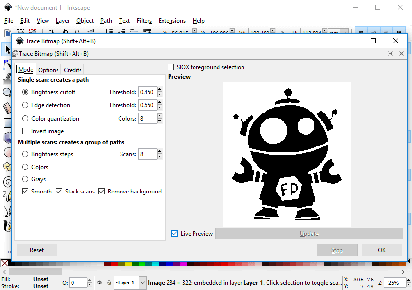 inkscape convert raster to vector