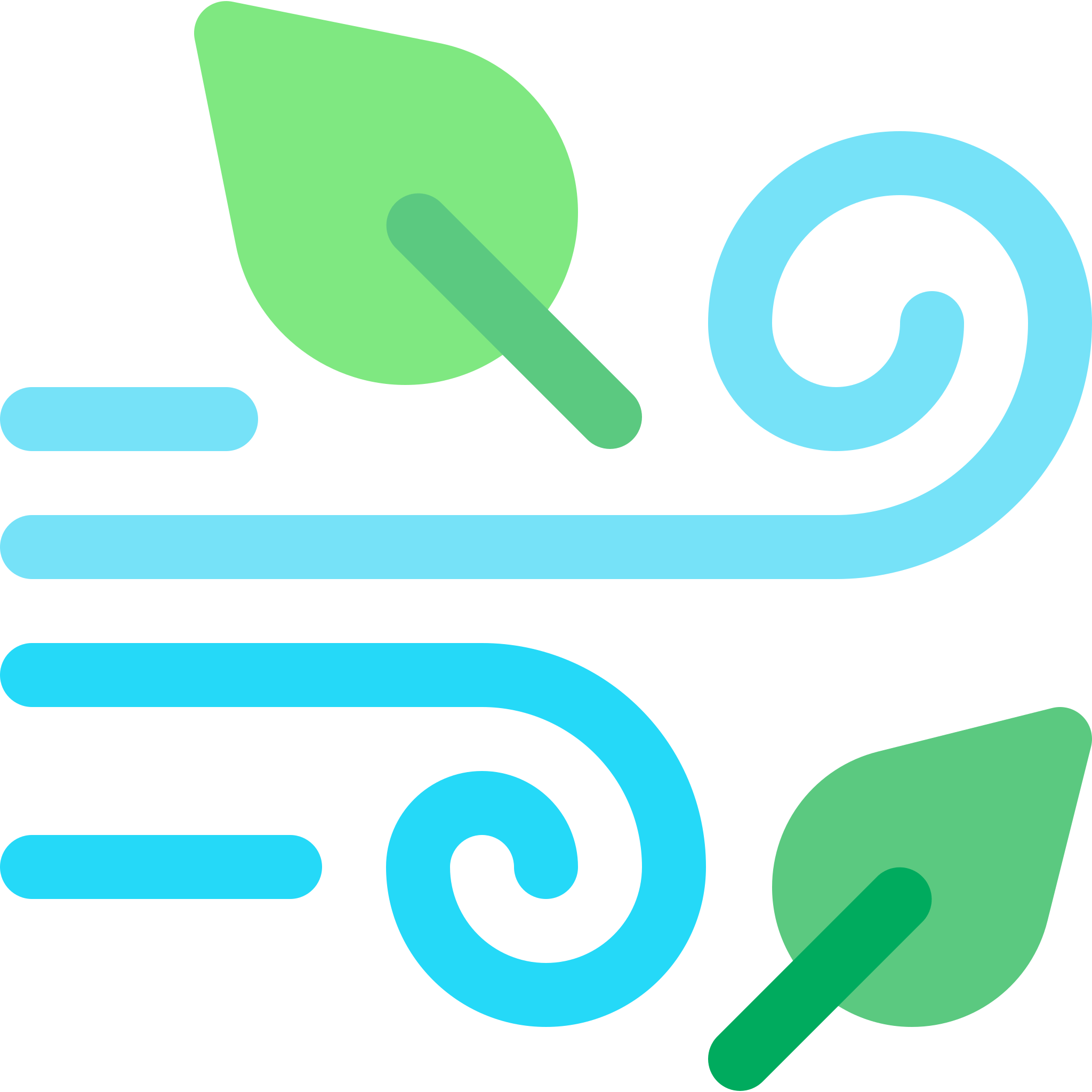 The logo for Breeze, which is a drawing of a gust of wind that is blowing a few leaves.