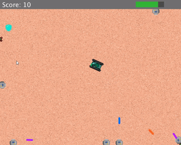 A GIF of a game I originally made in PyGame that I later ported to Green, called Arena Shoot (creative name, I know).