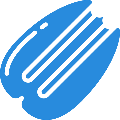 The logo for Pecan, which is a blue drawing of a pecan.