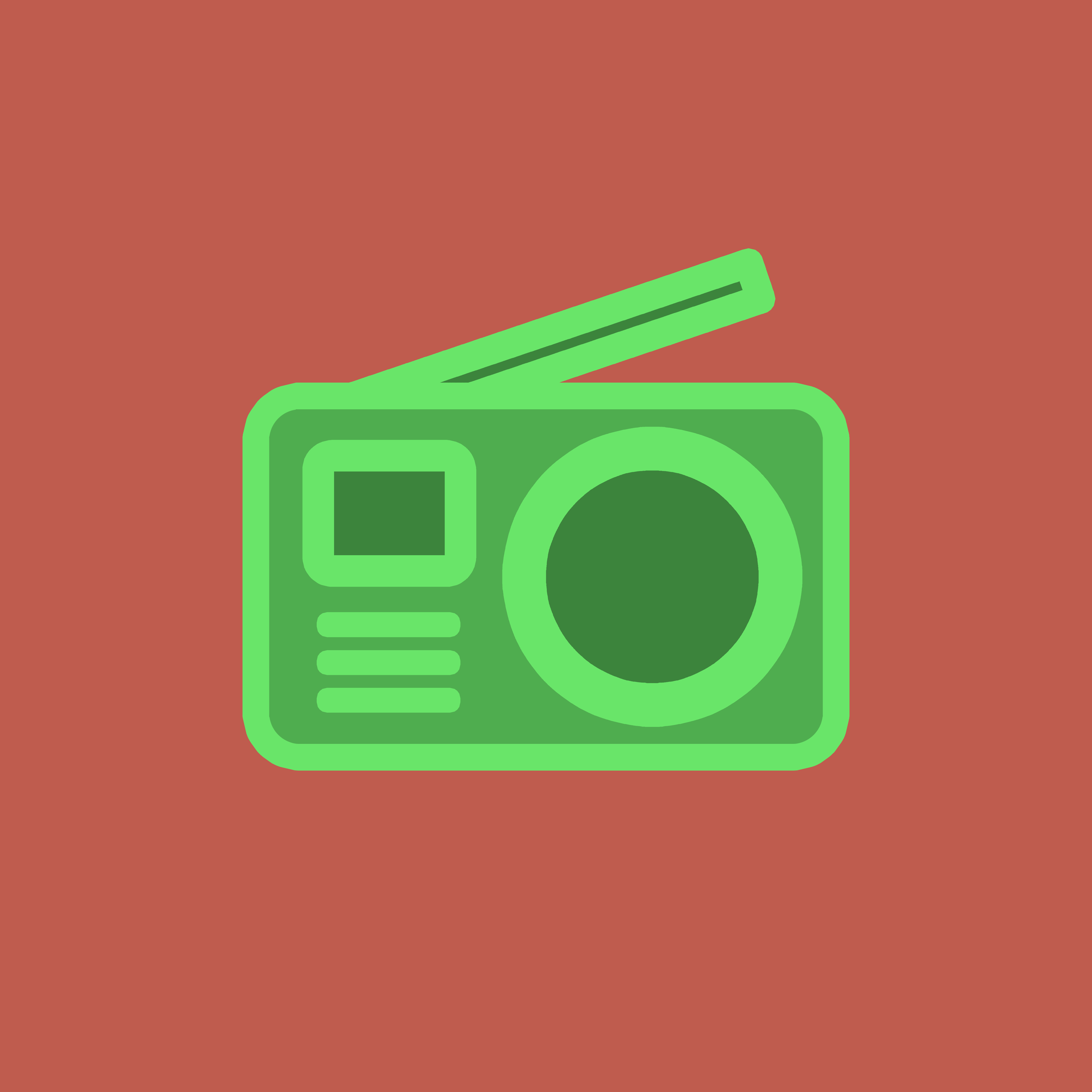 The logo for Radium, which is a green radioactive radio on a rust-orange background.