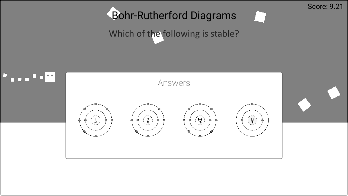 A screenshot of a question asking about Bohr-Rutherford diagrams.