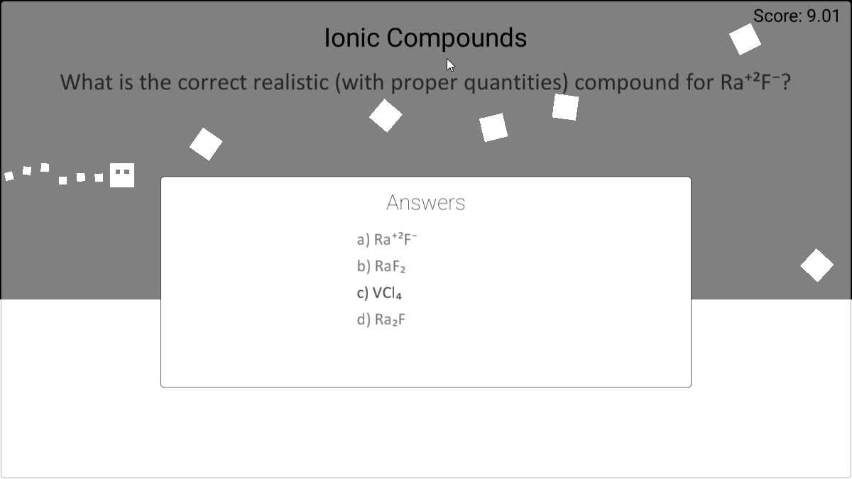 A screenshot of a question asking about ionic compounds.